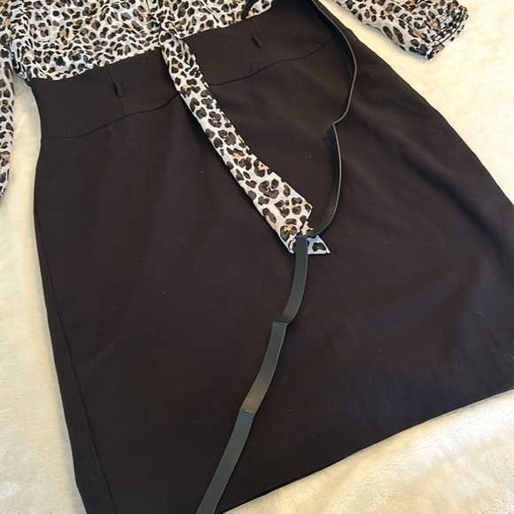 White House Black Market Leopard and Black Skirt Dress - Picture 2 of 4